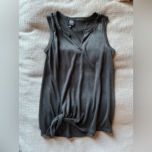 Sleeveless Grey Tank with Tie